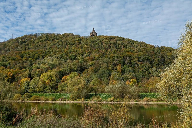 Mountain, forest, Weser, Kaiser-Wilhelm-Denkmal, Porta Westfalica, North Rhine-Westphalia, Germany