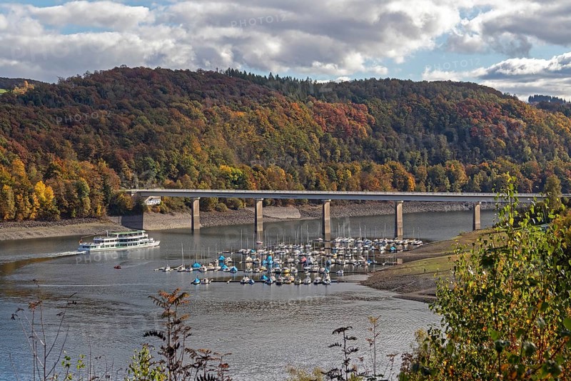 Marina, excursion ship, Talbrücke, Sondern, Olpe, Biggesee, Sauerland, North Rhine-Westphalia, Germany