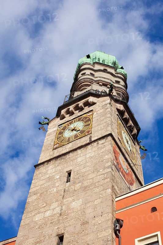 Historic city tower in the old town, Innsbruck, Inn Valley, Tyrolean Alps, Tyrol, Austria