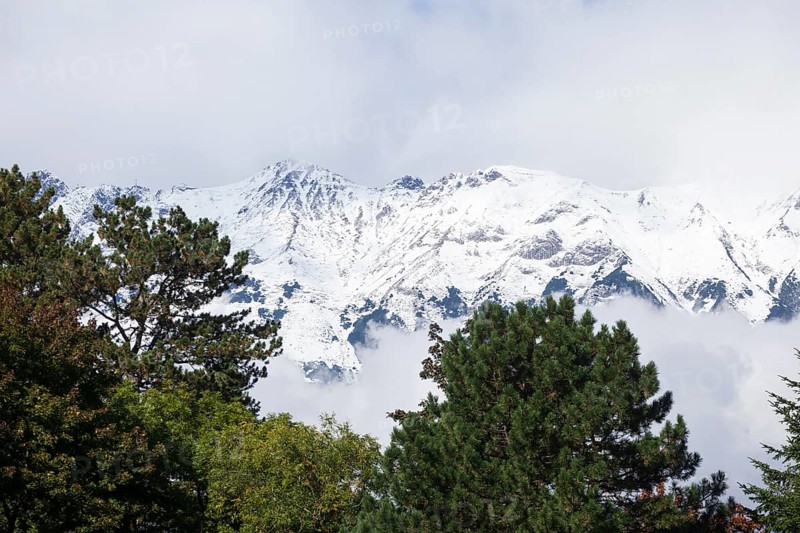 Snowy mountains of the Karwendel North Range in autumn near Innsbruck, Tyrol, Austria