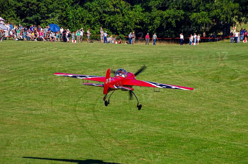 A Soviet Jakovlev Jak-55 sport aircraft with the registration LY-TOY during a flight demonstration as part of an air show on Rossfeld in Metzingen-Glems, Baden-Württemberg, Germany, for editorial use only