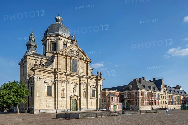 St. Peter's Square showing Our Lady of Saint Peter's Church and abbey in the city Ghent, Gent in summer, East Flanders, Belgium