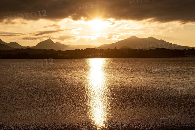 Sunset at Hopfensee in Allgäu, Bavaria, Germany