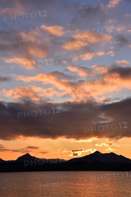 Sunset at Hopfensee in Allgäu, Bavaria, Germany