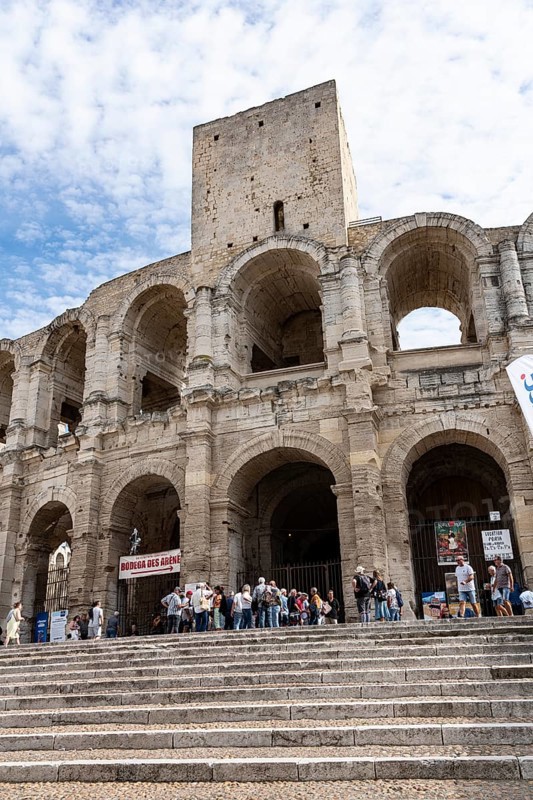 Amphitheatre, built around 90 AD, with two floors with 60 arcades each and seating around 25, 000 spectators, Festival du Riz, Arles, France