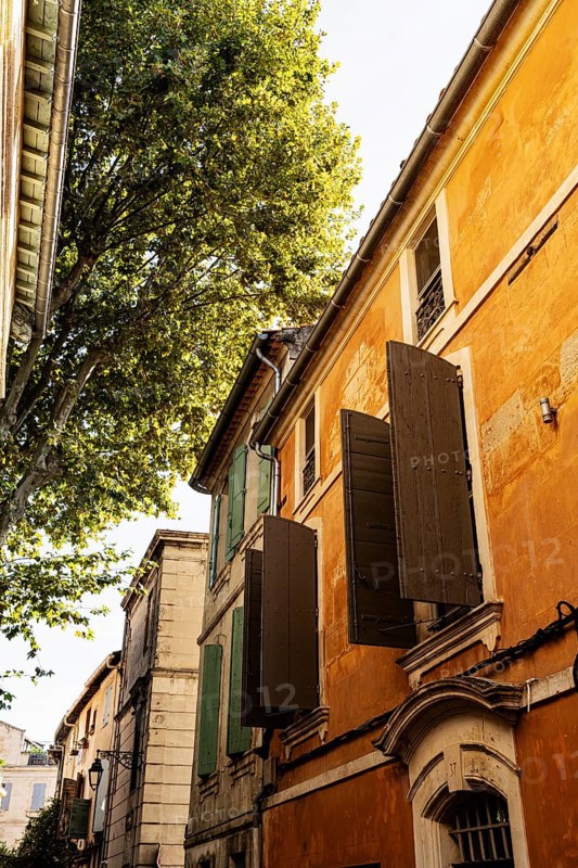 Facade, orange, Arles, France