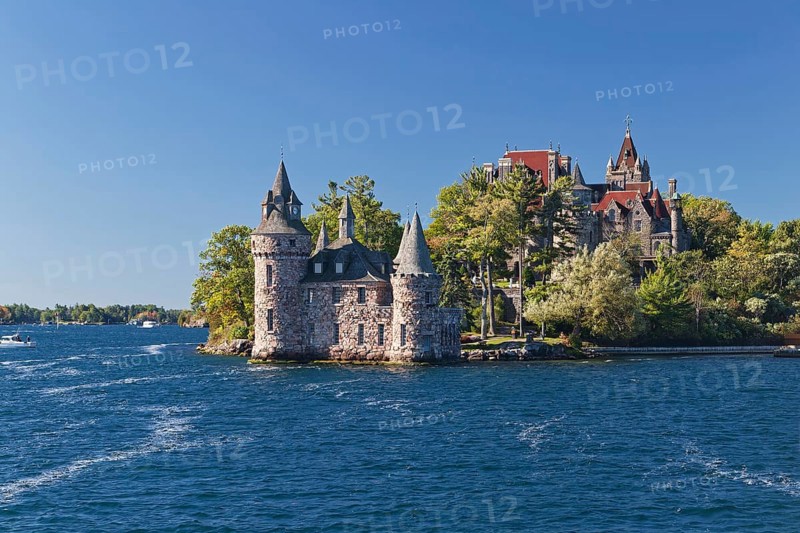 Boldt Castle on a small island in the Saint Lawrence River, Thousand Islands, Province of Ontario Canada, New York USA