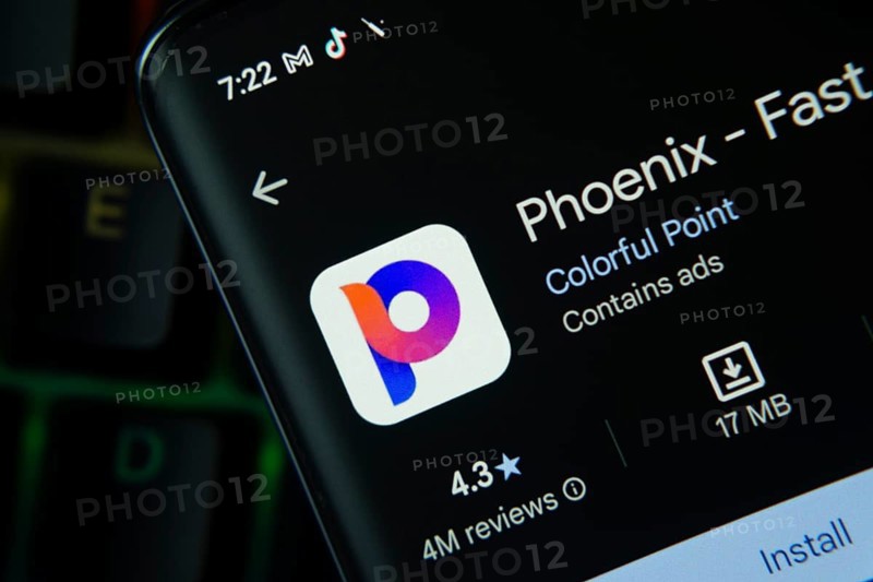 Dhaka, Bangladesh- 16 Oct 2025: Phoenix app from Google Playstore is displayed on a smartphone screen