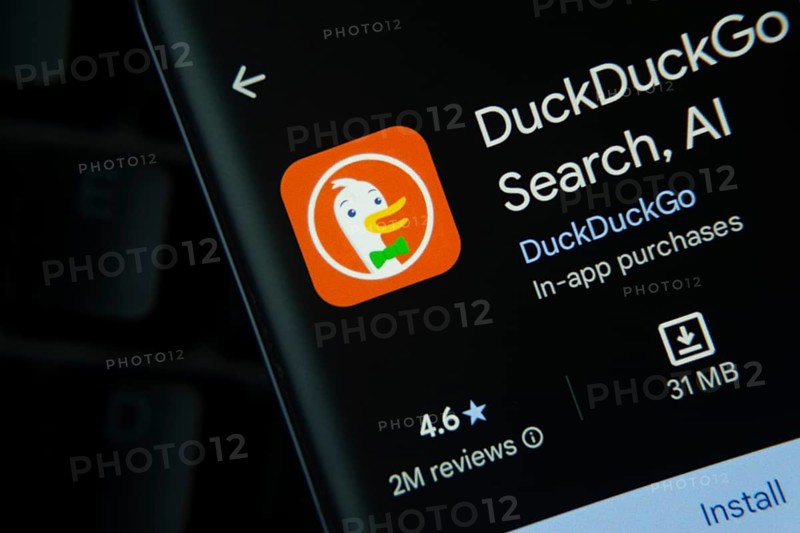 Dhaka, Bangladesh- 16 Oct 2025: DuckDuckGO browser app from Google Playstore is displayed on a smartphone screen
