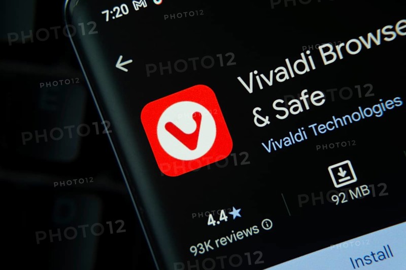Dhaka, Bangladesh- 16 Oct 2025: Vivaldi Browser app from Google Playstore is displayed on a smartphone screen