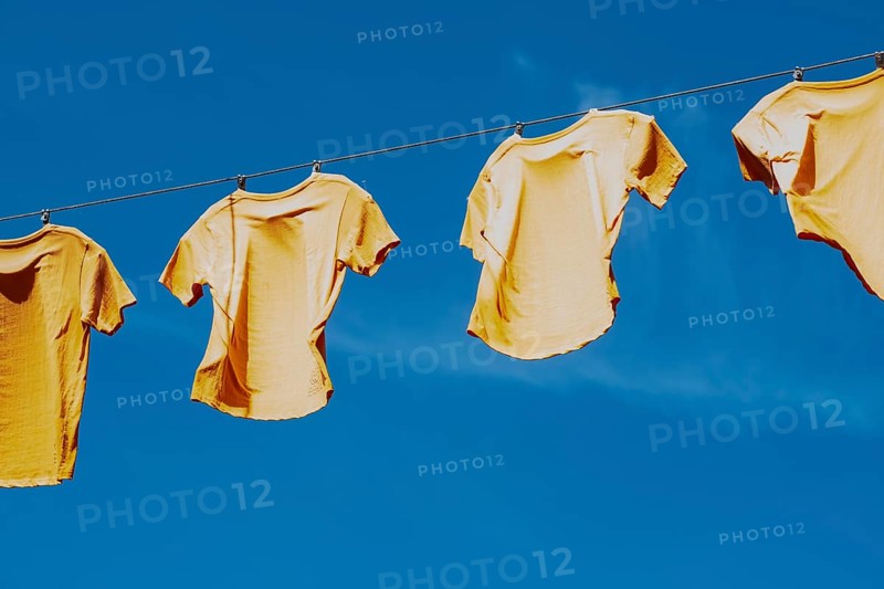 T-shirts hanging from a rope in Arnhem, the Netherlands