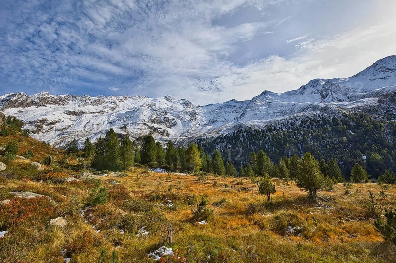 Landscape in the mountains of Langtaufers in Vinschgau, Italy