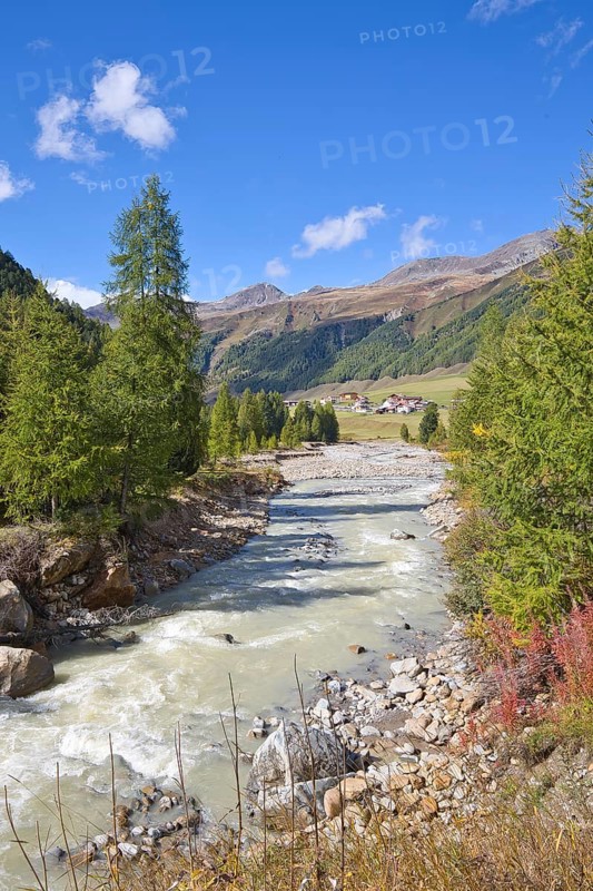 The Karlinbach is fed from the meltwater of glaciers and flows through the Vallelunga Valley in Vinschau, Italy