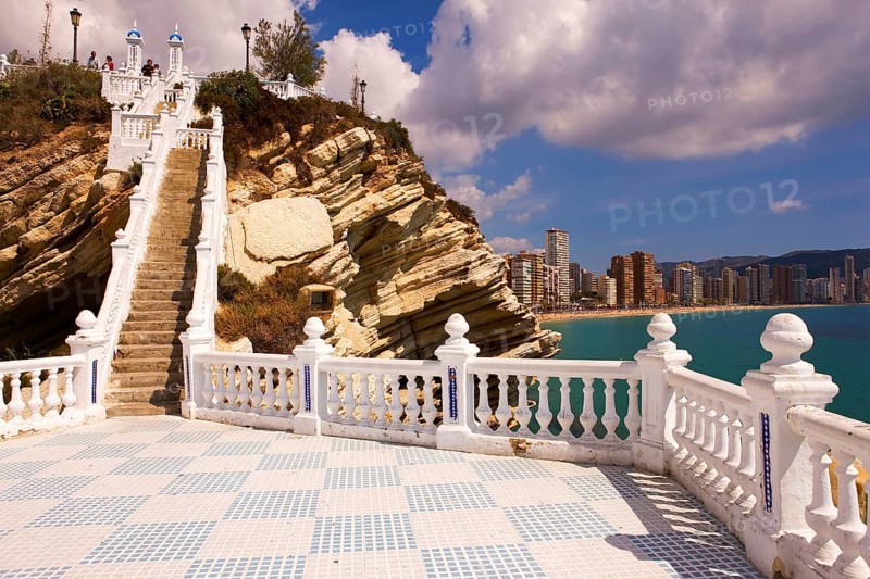 View from Balcon del Mediterraneo, stairs, Benidorm, Valencia (region), Costa Blanca, Spain