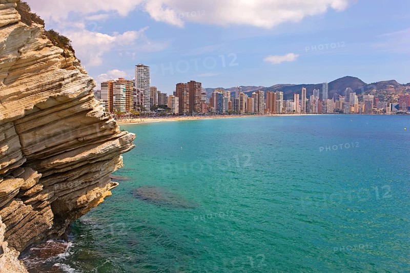 View from Balcon del Mediterraneo, Klein-Manhattan skyline, Benidorm, Valencia (region), Costa Blanca, Spain