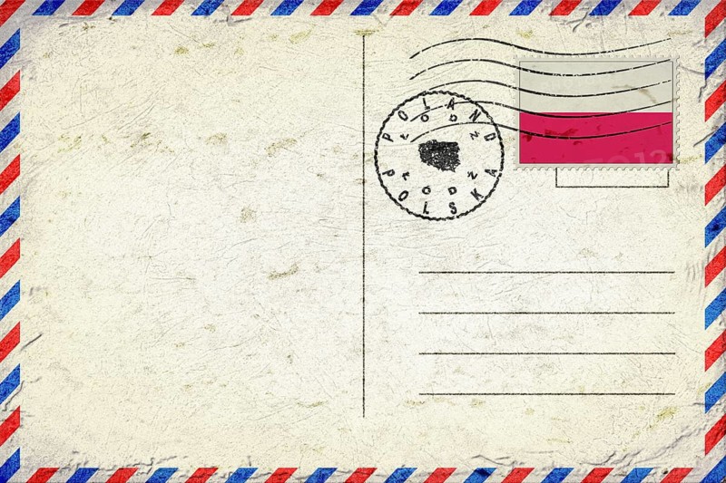 Poland Lodz Vintage Air Mail Envelope with Flag and Postmark