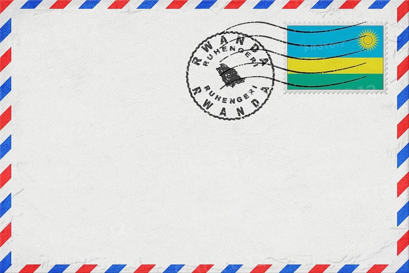 Rwanda Ruhengeri Vintage Air Mail Envelope with Flag and Postmark