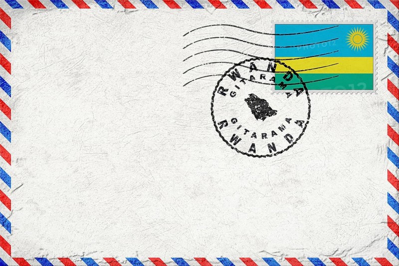 Rwanda Gitarama Vintage Air Mail Envelope with Flag and Postmark