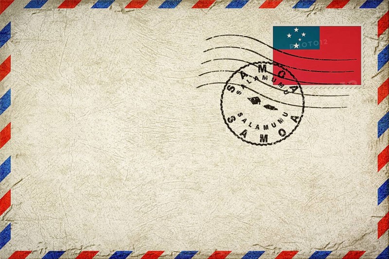 Samoa Salamumu Vintage Air Mail Envelope with Flag and Postmark
