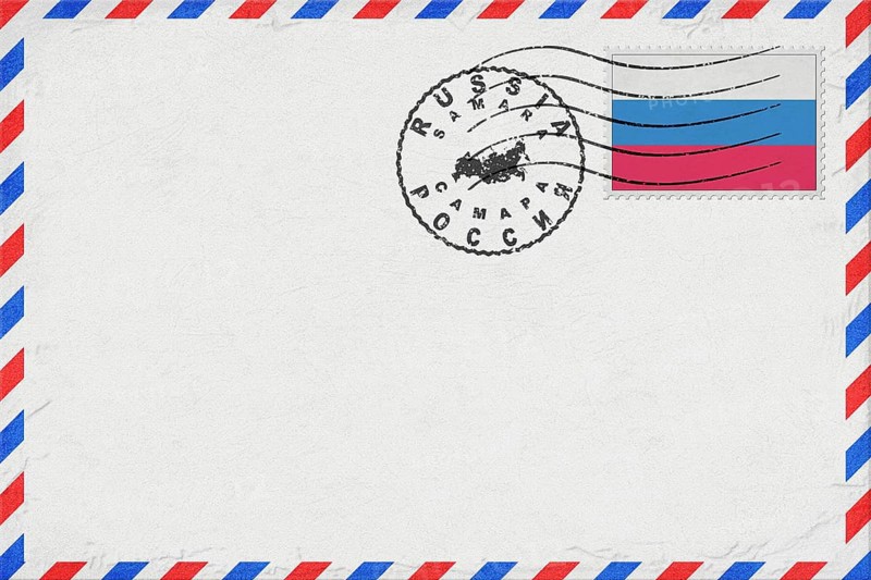 Russia Samara Vintage Air Mail Envelope with Flag and Postmark