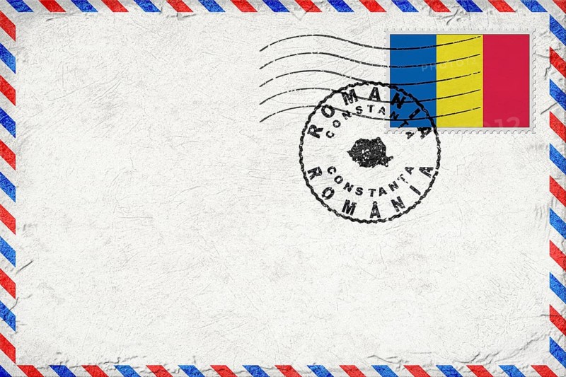 Romania Constanta Vintage Air Mail Envelope with Flag and Postmark