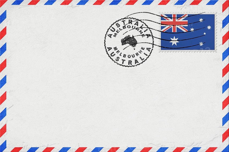 Australia Melbourne Vintage Air Mail Envelope with Flag and Postmark