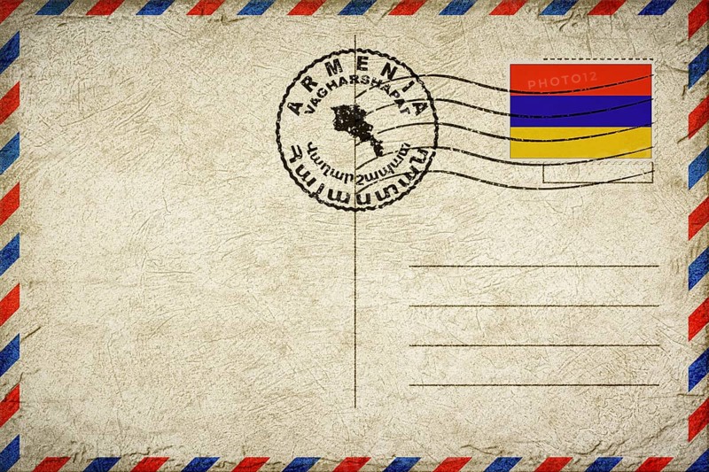 Armenia Vagharshapat Vintage Air Mail Envelope with Flag and Postmark