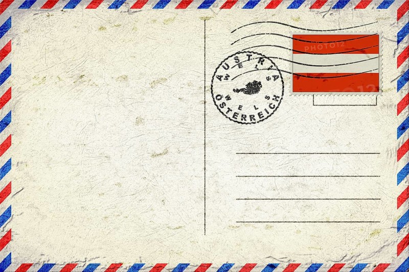 Austria Wels Vintage Air Mail Envelope with Flag and Postmark