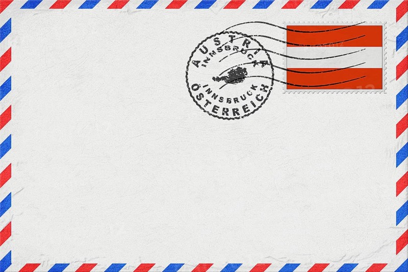 Austria Innsbruck Vintage Air Mail Envelope with Flag and Postmark