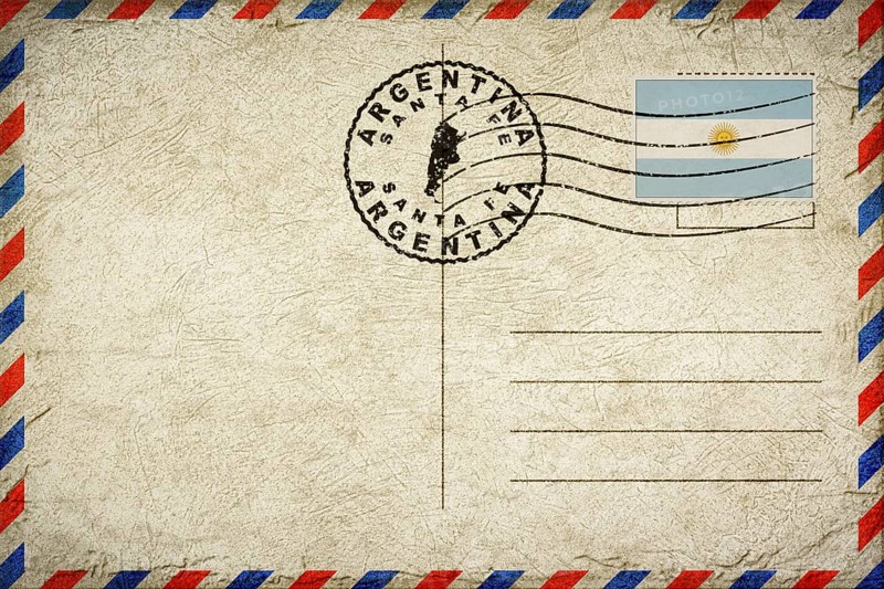 Argentina Santa Fe Vintage Air Mail Envelope with Flag and Postmark