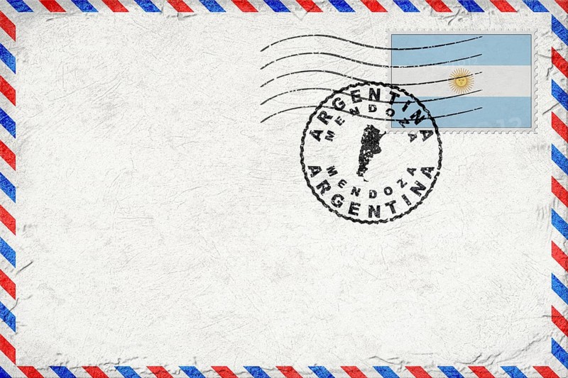 Argentina Mendoza Vintage Air Mail Envelope with Flag and Postmark