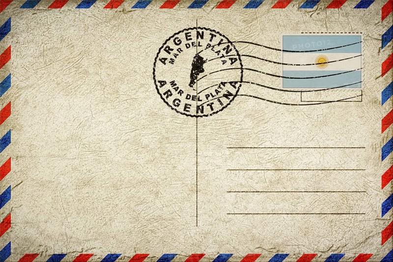 Argentina Mar Del Plata Vintage Air Mail Envelope with Flag and Postmark