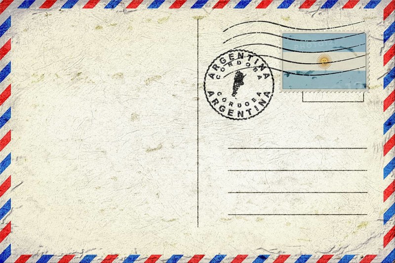 Argentina Cordoba Vintage Air Mail Envelope with Flag and Postmark