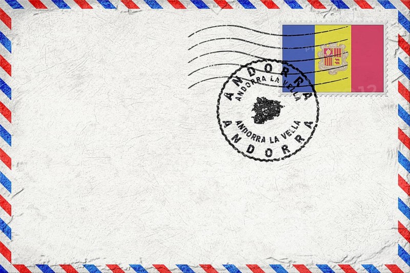 Andorra Andorra la Vella Vintage Air Mail Envelope with Flag and Postmark