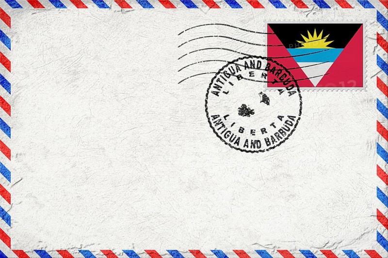 Antigua and Barbuda Liberta Vintage Air Mail Envelope with Flag and Postmark