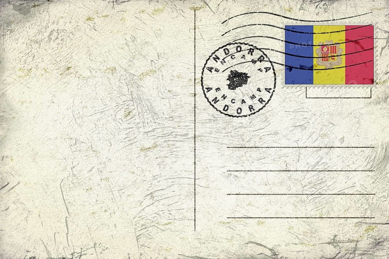 Andorra Encamp Old Style Mail Envelope with Flag and Postmark