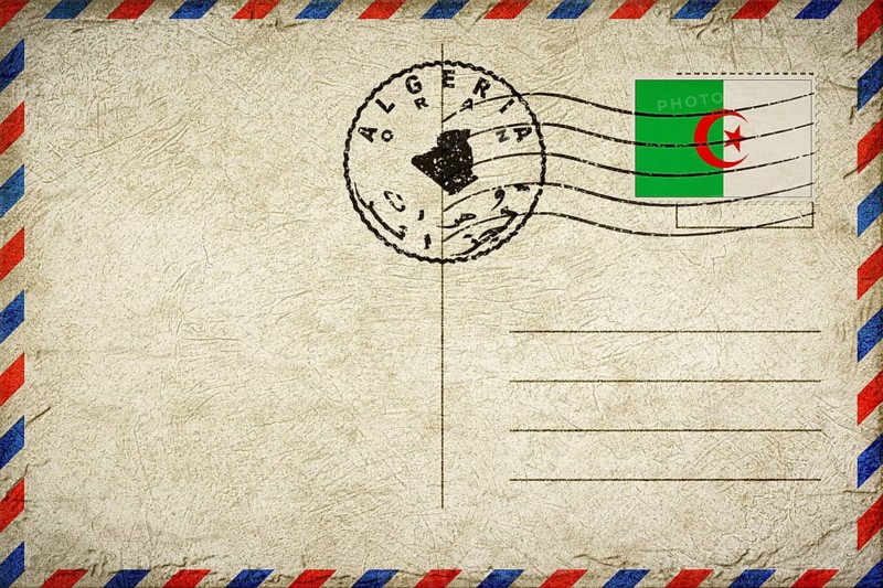 Algeria Oran Vintage Air Mail Envelope with Flag and Postmark