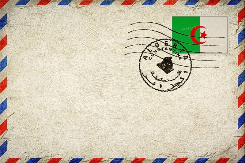 Algeria Constantine Vintage Air Mail Envelope with Flag and Postmark