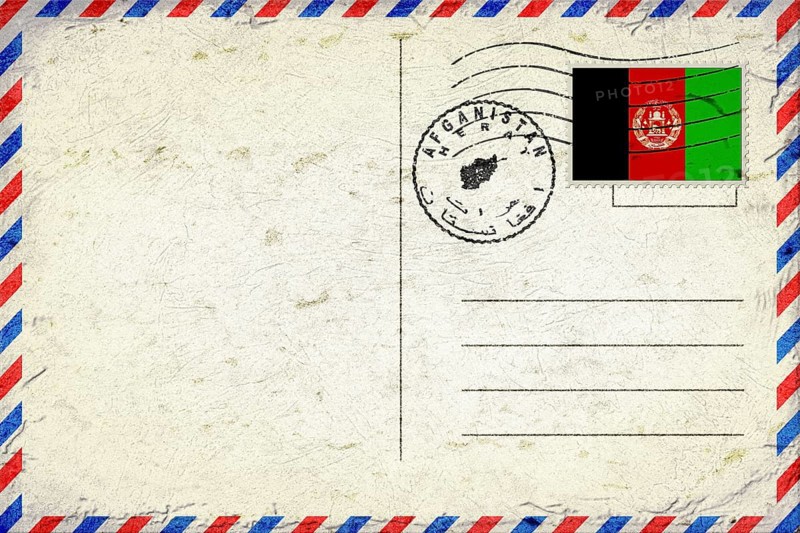 Afghanistan Herat Vintage Air Mail Envelope with Flag and Postmark