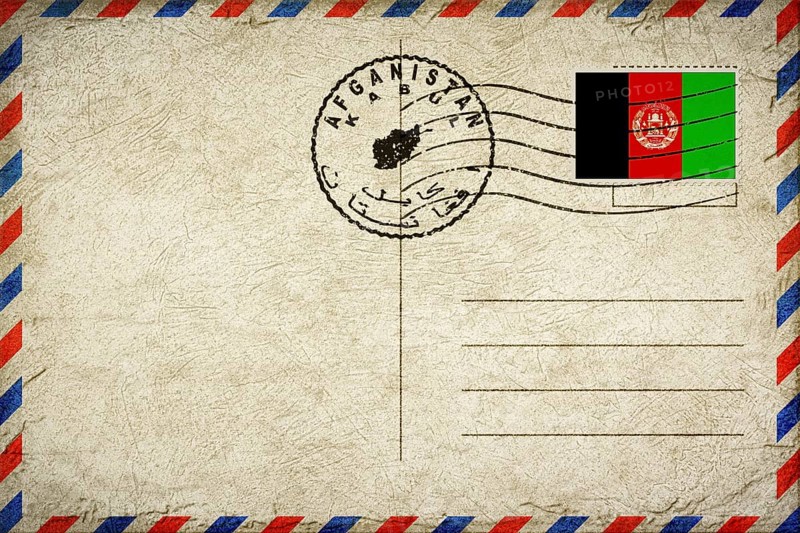 Afghanistan Kabul Vintage Air Mail Envelope with Flag and Postmark
