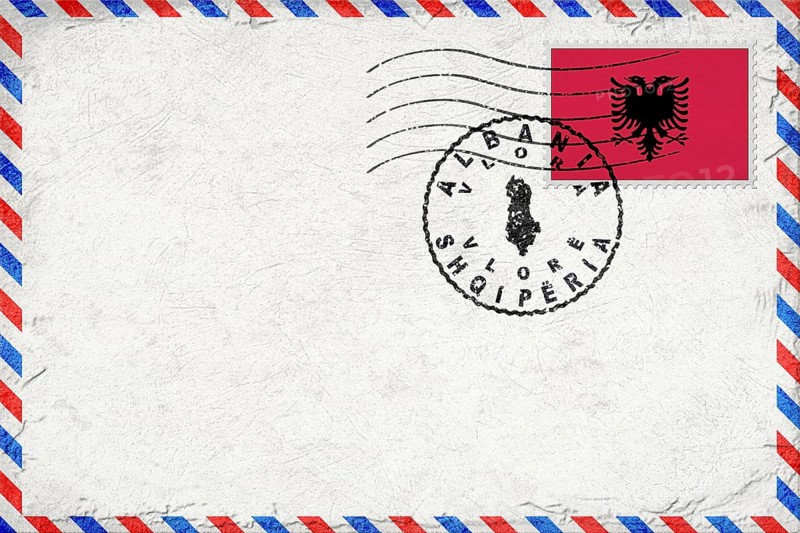 Albania Vlora Vintage Air Mail Envelope with Flag and Postmark