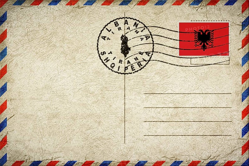 Albania Tirana Vintage Air Mail Envelope with Flag and Postmark