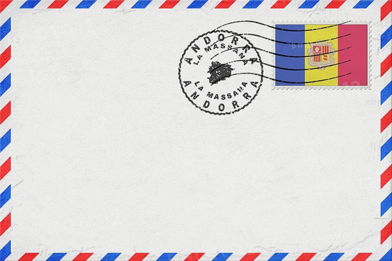 Andorra La Massana Vintage Air Mail Envelope with Flag and Postmark