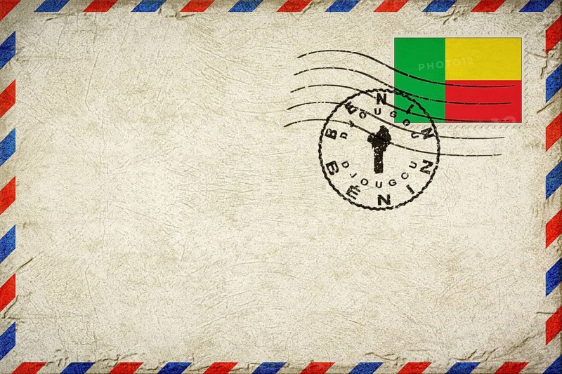 Benin Djougou Vintage Air Mail Envelope with Flag and Postmark