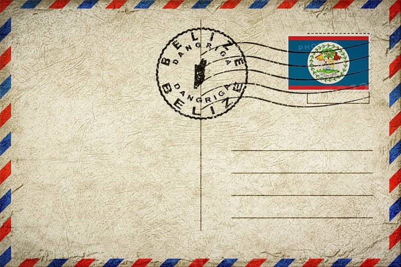 Belize Dangriga Vintage Air Mail Envelope with Flag and Postmark