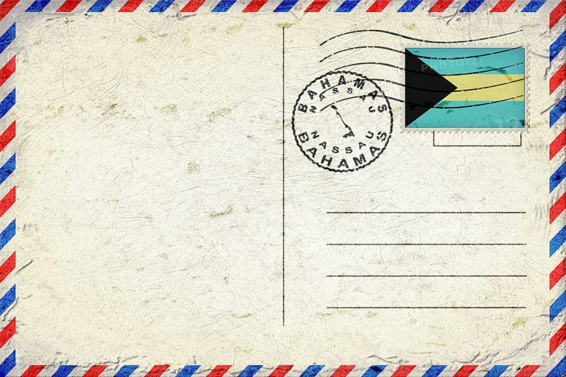 Bahamas Nassau Vintage Air Mail Envelope with Flag and Postmark