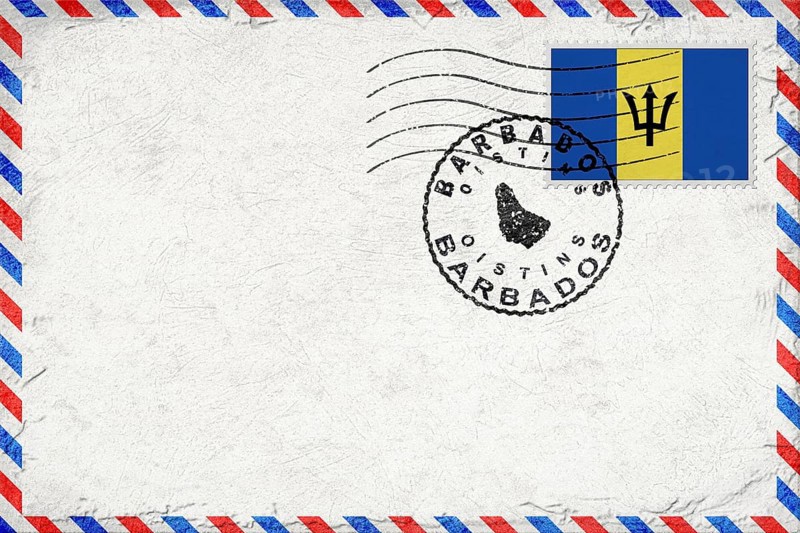 Barbados Oistins Vintage Air Mail Envelope with Flag and Postmark