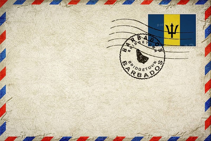 Barbados Bridgetown Vintage Air Mail Envelope with Flag and Postmark