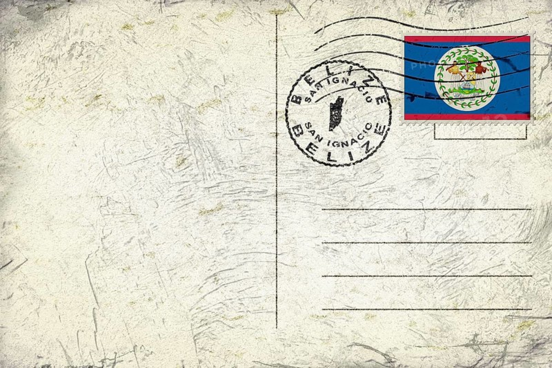 Belize San Ignacio Old Style Mail Envelope with Flag and Postmark