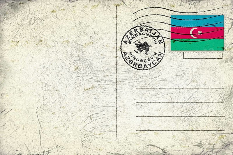 Azerbaijan Mingachevir Old Style Mail Envelope with Flag and Postmark